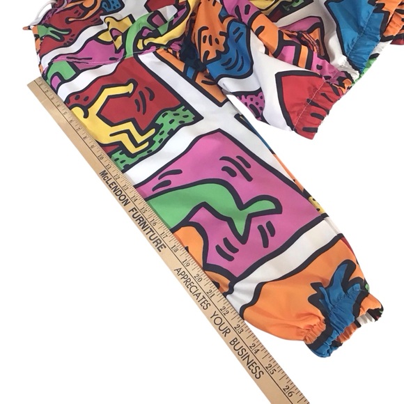 Members Only Keith Haring Jacket Pop Art Graffiti All Over Graphic People Pink - Picture 7 of 13